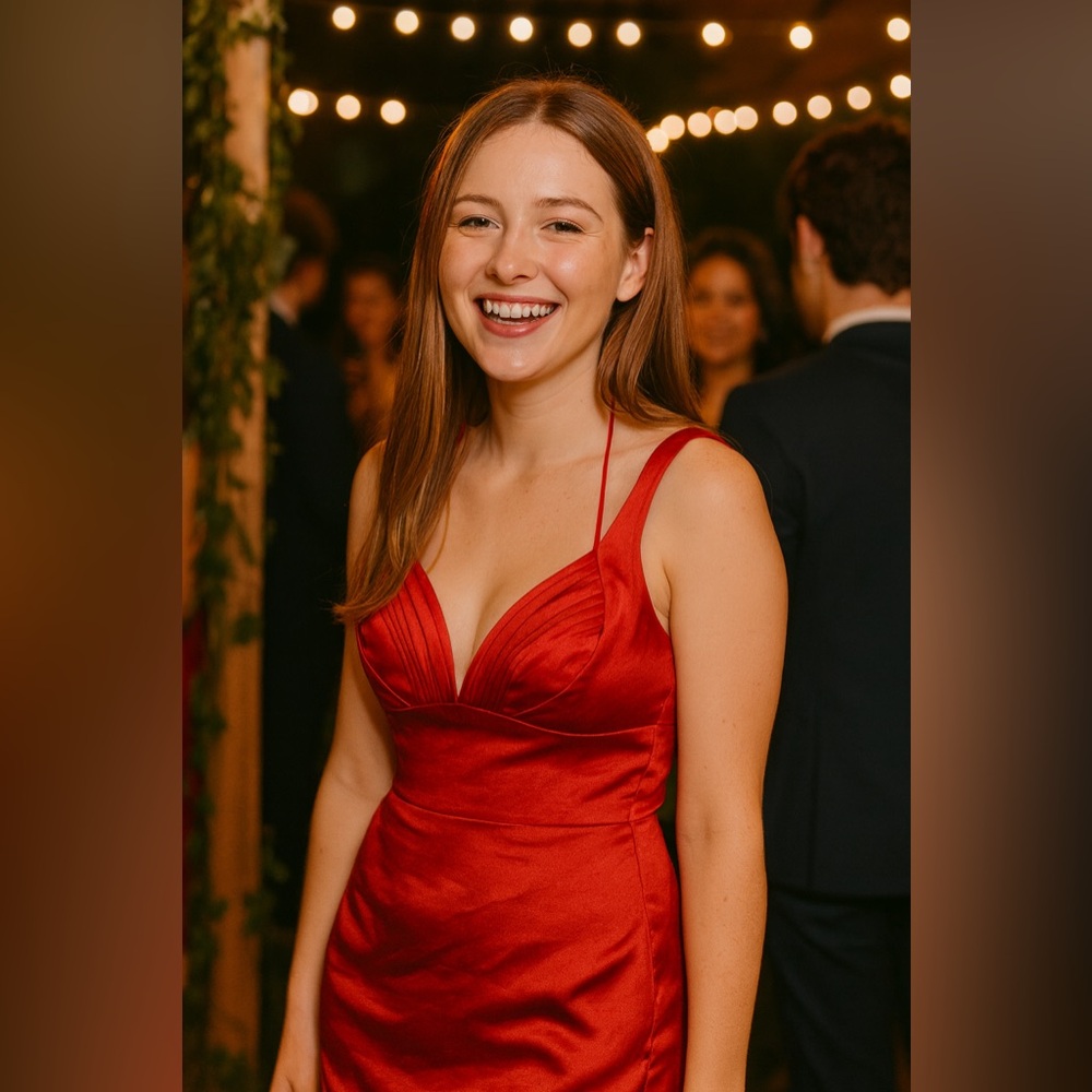 Selfie Leslie Deep V Red Sleeveless Dress